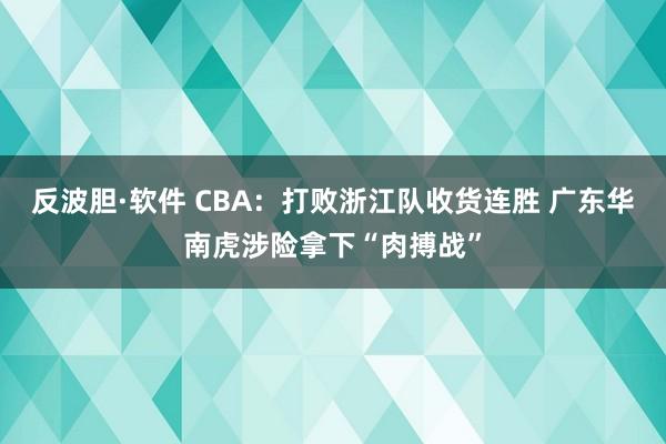 反波胆·软件 CBA：打败浙江队收货连胜 广东华南虎涉险拿下“肉搏战”