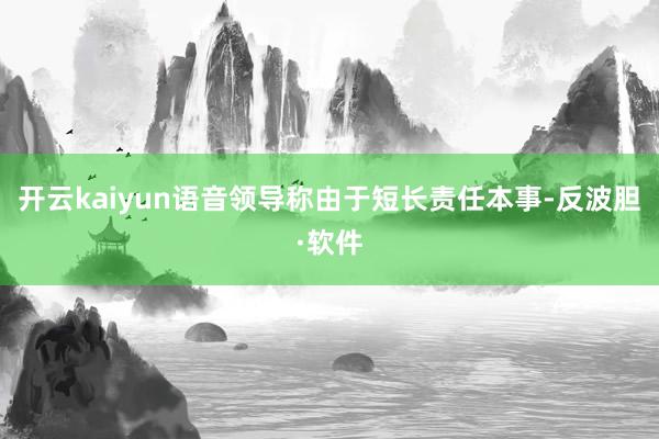 开云kaiyun语音领导称由于短长责任本事-反波胆·软件