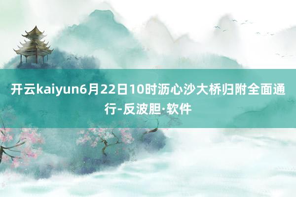 开云kaiyun6月22日10时沥心沙大桥归附全面通行-反波胆·软件