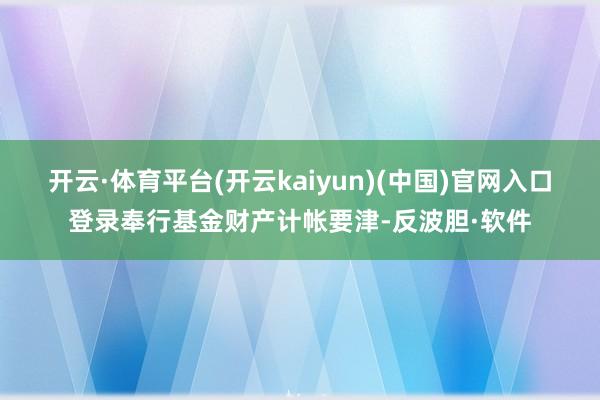 开云·体育平台(开云kaiyun)(中国)官网入口登录奉行基金财产计帐要津-反波胆·软件