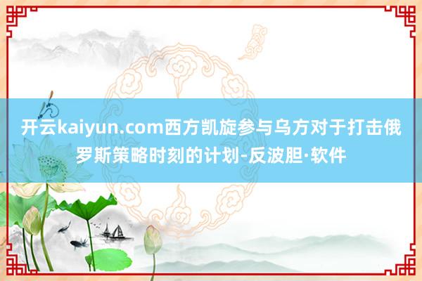 开云kaiyun.com西方凯旋参与乌方对于打击俄罗斯策略时刻的计划-反波胆·软件