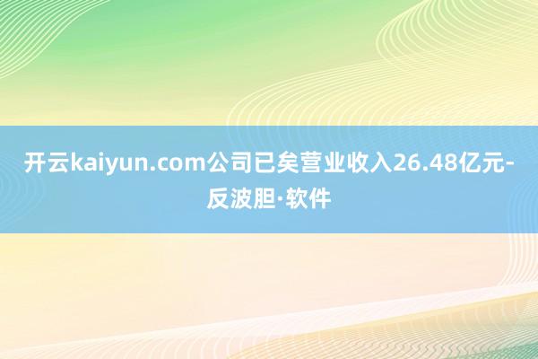 开云kaiyun.com公司已矣营业收入26.48亿元-反波胆·软件