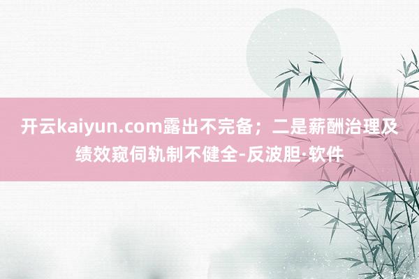 开云kaiyun.com露出不完备；二是薪酬治理及绩效窥伺轨制不健全-反波胆·软件