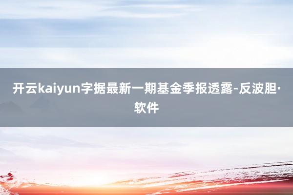 开云kaiyun字据最新一期基金季报透露-反波胆·软件