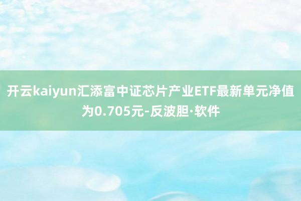 开云kaiyun汇添富中证芯片产业ETF最新单元净值为0.705元-反波胆·软件